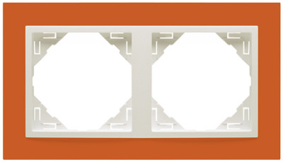 Рамка Efapel Logus90, 2 поста, плоская, универсальная, цвет: оранжевый/лёд, линейка "Анимато" (90920 TJG)