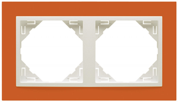 Рамка Efapel Logus90, 2 поста, плоская, универсальная, цвет: оранжевый/лёд, линейка "Анимато" (90920 TJG)