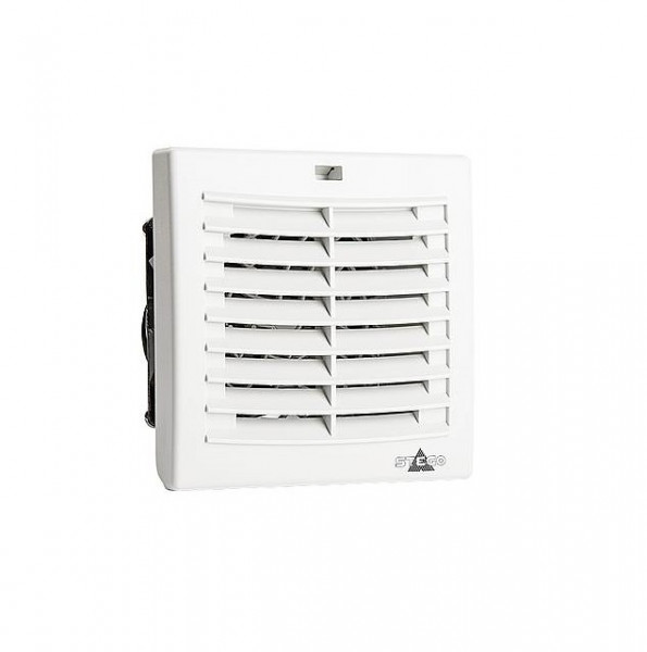 Вентилятор STEGO FPО 018, с фильтром, 230V, 92х92х94 мм (ВхШхГ), вентиляторов: 1, 38 дБ, IP54, поток: 24 м3/ч, для электротехнических шкафов, цвет: светло-серый