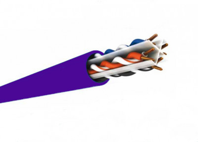 Кабель витая пара Belden, U/UTP, 4 пар., кат. 6A, проводник Ø 0,57мм, AWG23, LSZH, 625МГц, 1м (305м), тип прокладки: внутри зданий, цвет: фиолетовый