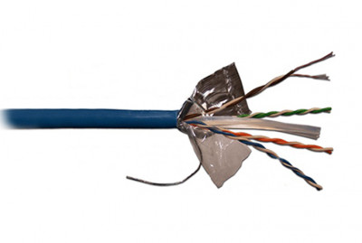 Кабель витая пара Lanmaster, F/UTP, 4 пар., кат. 6, проводник Ø 0,57мм, AWG24, PVC, 250МГц, 1м (бухта 305м), тип прокладки: внутри зданий, цвет: голубой