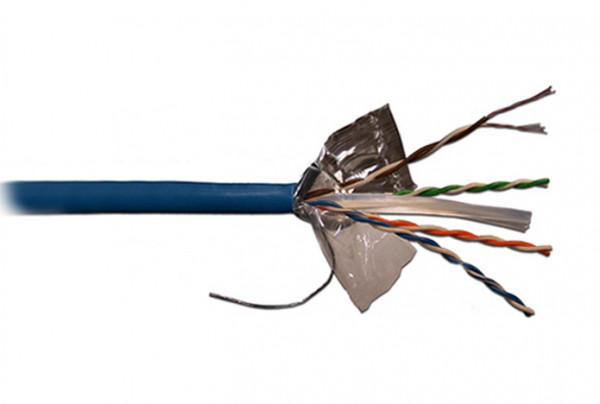 Кабель витая пара Lanmaster, F/UTP, 4 пар., кат. 6, проводник Ø 0,57мм, AWG24, PVC, 250МГц, 1м (бухта 305м), тип прокладки: внутри зданий, цвет: голубой