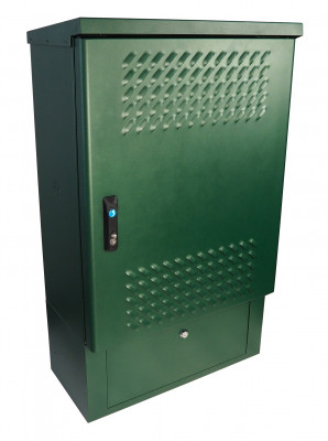 Шкаф уличный всепогодный настенный ЦМО ШТВ-Н, IP65, 6U, корпус: металл, 400х600х500 мм (ВхШхГ), цвет: зелёный мох, без нагрева, без охлаждения