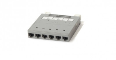 Кассета Hyperline, портов: 6 х RJ45, кат. 6, экр., порты в 1 ряд, цвет: сталь, (PPTR-CSS-1-6xRJ45-C6-SH-STL)