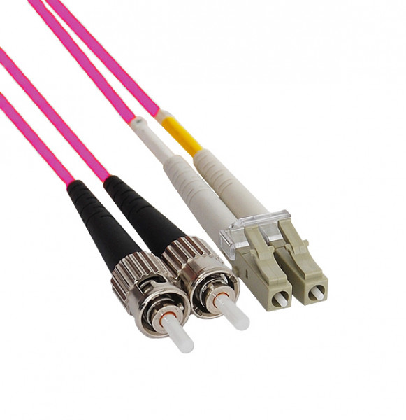 Коммутационный шнур оптический Hyperline, Duplex LC/ST, OM4 50/125, LSZH, Ø 2мм, 10м, цвет: маджента, (FC-D2-504-LC/PR-ST/PR-H-10M-LSZH-MG)