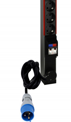 Блок силовых розеток Legrand, вертикальный, неуправляемый, Shuko х 24, вход IEC 60309 2К+3, для шкафов, шнур 3 м, 32А, с клеммным блоком, чёрный