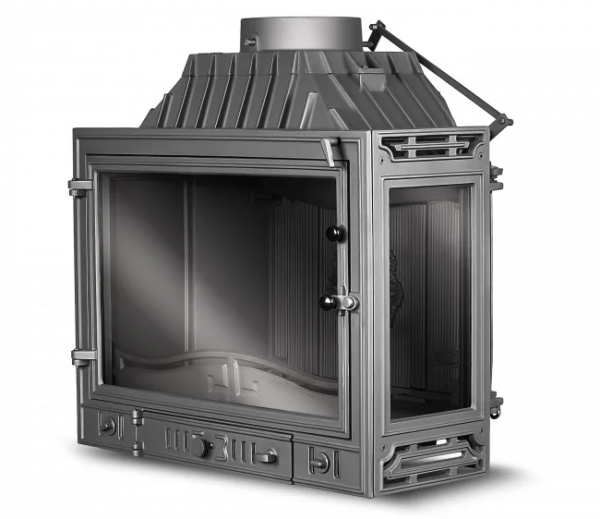 Угловая правая дровяная топка Kawmet W4P (правое,2 стекла) 14.5 кВт