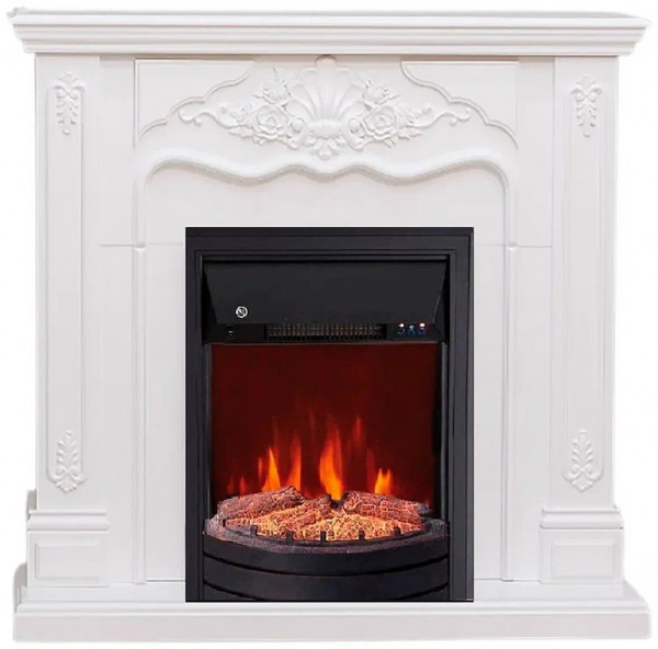 Электрокамин с классическим очагом 2D Elekam Victoria белый с очагом Spark