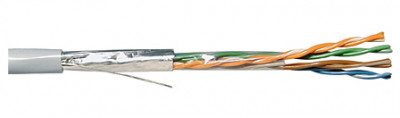 Кабель витая пара Belden, SF/UTP, 4 пар., кат. 5е, проводник Ø 0,51мм, AWG24, LSNH, 125МГц, 1м (катушка 500м), с рипкордом, тип прокладки: внутри зданий, цвет: серый