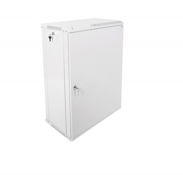 Шкаф телекоммуникационный настенный ЦМО ШРН-Э, 19", 18U, 878х600х350 мм (ВхШхГ), дверь: металл, боковая панель: сплошная, разборный, цвет: серый