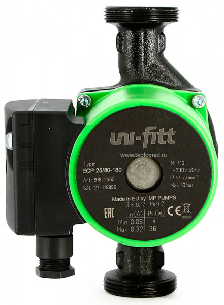 Насос для отопления Uni-fitt ECP 25/80 180 с гайками