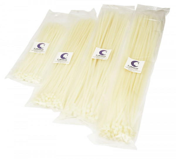 Стяжка кабельная Cabeus, неоткрывающаяся, 4,8 мм Ш, 500 мм Д, 100 шт, материал: нейлон, цвет: белый