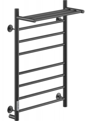 Электрический полотенцесушитель Ника WAY-2 80/50 с полкой RAL9005 черный матовый левый тэн