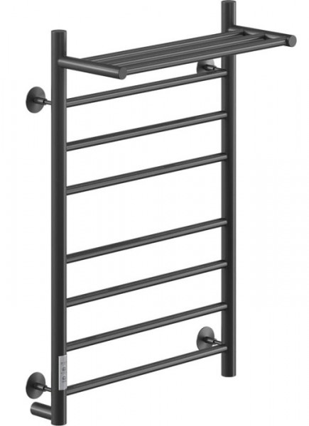 Электрический полотенцесушитель Ника WAY-2 80/50 с полкой RAL9005 черный матовый левый тэн