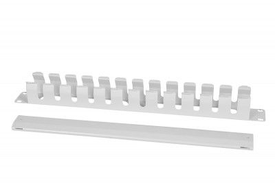Организатор коммутационных шнуров ЦМО, 19", 1HU, 44х482,5х57 мм (ВхШхГ), горизонтальный, с крышкой, для кабеля, цвет: серый