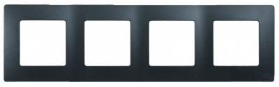 Рамка Legrand Etika, 4 поста, 86х299х10 мм (ВхШхГ), плоская, универсальный, цвет: антрацит (LEG.672584)
