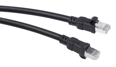 Шнур коммутационный Cabeus, кат. 6A, экр., F/UTP, RJ45/RJ45, 500 МГц, d 6,4 1м, PE, AWG24 чёрный, (PC-ARM-FTP-RJ45-Cat.6a-1m-PE)