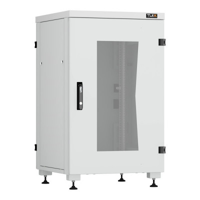 Шкаф телекоммуникационный напольный TLK Lite II, IP20, 18U, 975х600х600 мм (ВхШхГ), дверь: стекло, задняя дверь: металл, боковая панель: сплошная съемная, разборный, цвет: серый, (TFI-186060-GMMM-R-GY)
