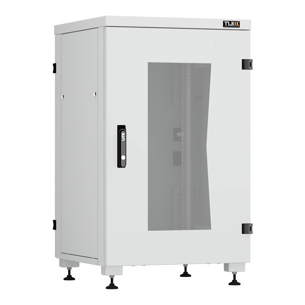 Шкаф телекоммуникационный напольный TLK Lite II, IP20, 18U, 975х600х600 мм (ВхШхГ), дверь: стекло, задняя дверь: металл, боковая панель: сплошная съемная, разборный, цвет: серый, (TFI-186060-GMMM-R-GY)
