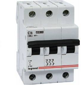 Автоматический выключатель Legrand DX3, 3 модуль, C класс, 3P, 2А, 16кА, (LEG.409248)