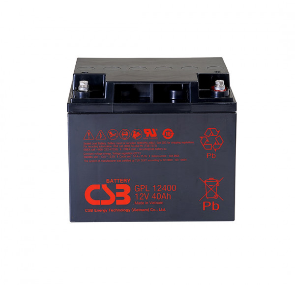 Аккумулятор для ИБП CSB Battery GPL, 170,4х165х197 мм (ВхШхГ),  необслуживаемый свинцово-кислотный,  12V/40 Ач, (GPL 12400)