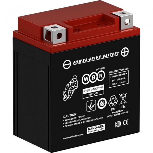 Аккумулятор для ИБП WBR MTG, 131х70х114 мм (ВхШхГ),  необслуживаемый свинцово-кислотный,  12V/7 Ач, (MTG 12-7-A)