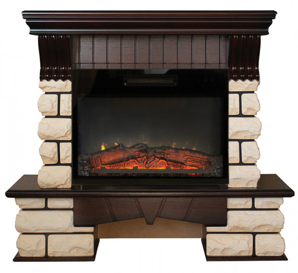 Электрокамин с широким очагом 2D Real-Flame Kavkaz 25,5/24 с очагом Kendal 24