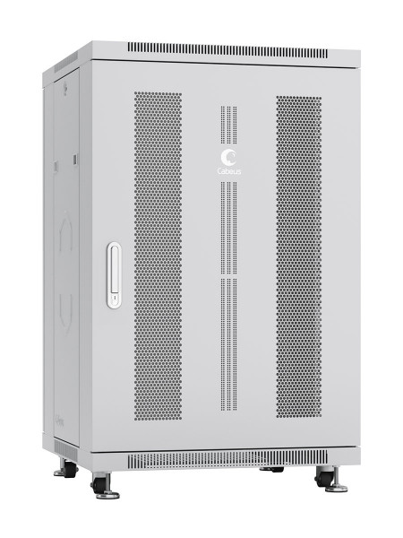 Шкаф серверный напольный Cabeus, IP20, 18U, 988х600х1000 мм (ВхШхГ), дверь: перфорация, задняя дверь: перфорация, разборный, цвет: серый, (ND-05C-18U60/100)