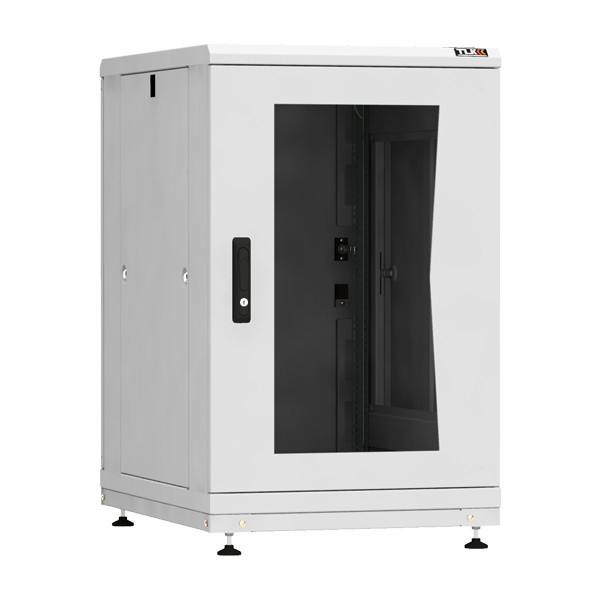Шкаф телекоммуникационный напольный TLK Practical, IP20, 18U, 945х600х800 мм (ВхШхГ), дверь: стекло, задняя дверь: металл, боковая панель: сплошная съемная, разборный, цвет: серый, (TFR-186080-GMMM-R-GY)