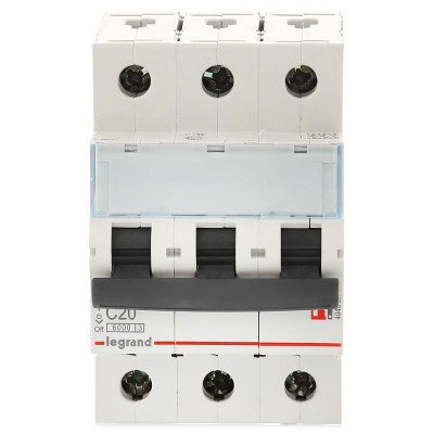 Автоматический выключатель Legrand TX3, 3 модуль, C класс, 3P, 20А, 6кА, (LEG.404057)