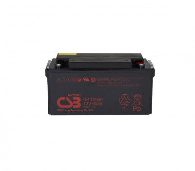 Аккумулятор для ИБП CSB Battery GP, 174,9х166х349,9 мм (ВхШхГ),  необслуживаемый свинцово-кислотный,  12V/65 Ач, (GP 12650)