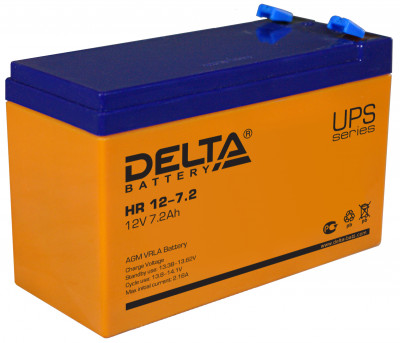 Аккумулятор для ИБП Delta Battery HR, 100х65х151 мм (ВхШхГ),  Необслуживаемый свинцово-кислотный,  12V/7,2 Ач, цвет: оранжевый, (HR 12-7.2)