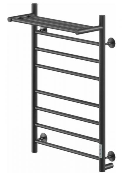 Электрический полотенцесушитель Ника WAY-2 80/50 с полкой RAL9005 черный матовый правый тэн