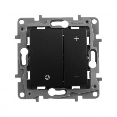 Светорегулятор Legrand Etika, двухклавишный, без подсветки, 75,8х75,8 мм (ВхШ), цвет: антрацит, без нейтрали (672618)