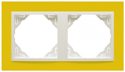 Рамка Efapel Logus90, 2 поста, плоская, универсальная, цвет: жёлтый/лёд, линейка "Анимато" (90920 TRG)