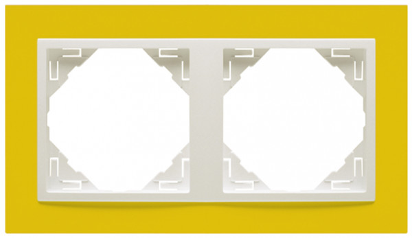 Рамка Efapel Logus90, 2 поста, плоская, универсальная, цвет: жёлтый/лёд, линейка "Анимато" (90920 TRG)