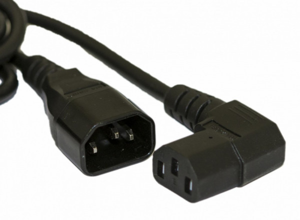 Шнур для блока питания Hyperline, IEC 320 C13, вилка C14, 1 м, 10А, провода 3 х 0,75 кв. мм, цвет: чёрный