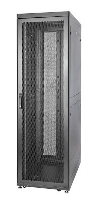 Шкаф серверный напольный Eurolan Rackcenter D9000, IP20, 48U, 2320х600х1200 мм (ВхШхГ), дверь: перфорация, задняя дверь: двойная распашная, перфорация, боковая панель: сплошная, 2 части, собранный, цвет: чёрный, (60F-48-6C-94BL)