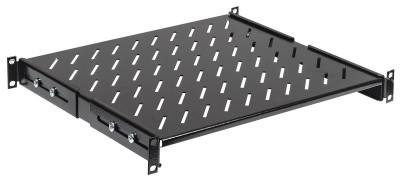 Полка ITK, перфорированная, стационарная, 1U, 44х483х400 мм (ВхШхГ), нагрузка до 100 кг, для шкафов и стоек, с комплектом крепежа, цвет: чёрный