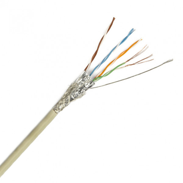 Кабель витая пара Hyperline, F/UTP, 4 пар., кат. 5е, проводник Ø 0,93мм, AWG26, LSZH (нг(A)-HF), 1м (бухта 100м), тип прокладки: внутри зданий, цвет: серый