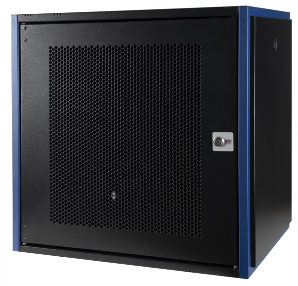 Шкаф телекоммуникационный настенный Datarex, 19", 12U, 490х600х450 мм (ВхШхГ), дверь: перфорация, боковая панель: сплошная съемная, разборный, цвет: чёрный