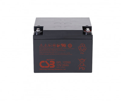Аккумулятор для ИБП CSB Battery GPL, 125х175х166 мм (ВхШхГ),  необслуживаемый свинцово-кислотный,  12V/26 Ач, (GPL 12260)