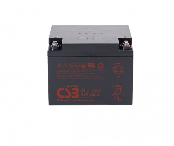Аккумулятор для ИБП CSB Battery GPL, 125х175х166 мм (ВхШхГ),  необслуживаемый свинцово-кислотный,  12V/26 Ач, (GPL 12260)