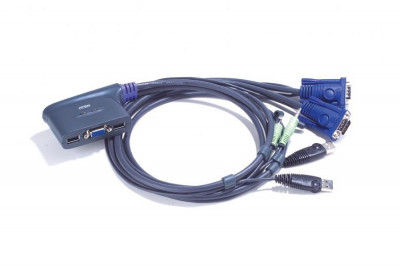 Переключатель KVM Aten, портов: 2, 28х60,8х87,5 мм (ВхШхГ), USB, цвет: пластик