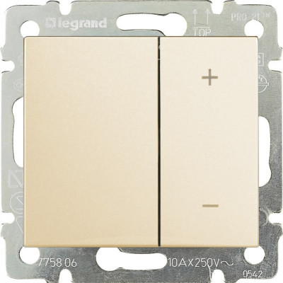 Светорегулятор Legrand Valena, двухклавишный, без подсветки, цвет: слоновая кость, кнопочный (774174)