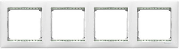 Рамка Legrand Valena, 4 поста, 82x295, 4x58x51, цвет: белый/кристалл, плоская, горизонтальная (LEG.774464)