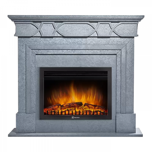 Электрокамин с широким очагом 2D Electrolux EFP/P-2520LS с порталом Firelight Antico 25 серый