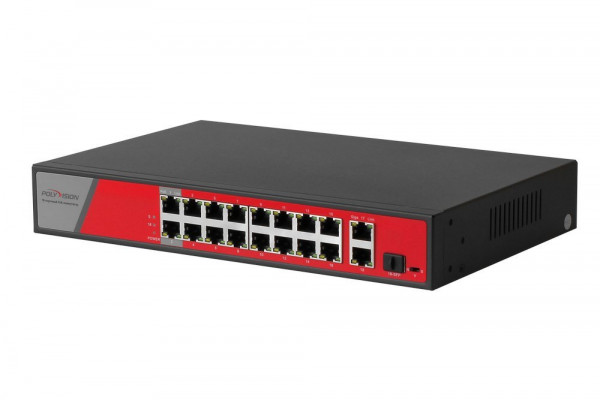 Коммутатор гибридный 16+2+1 с PoE PND-16P-2G1F-BT2 (300W)