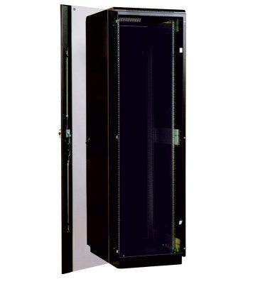 Шкаф телекоммуникационный напольный ЦМО ШТК-М, IP20, 47U, 2250х800х1000 мм (ВхШхГ), дверь: стекло, задняя дверь: металлическая стенка, боковая панель: сплошная съемная, цвет: чёрный, (ШТК-М-47.8.10-1ААА-9005)