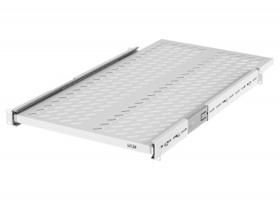 Полка TLK, перфорированная, выдвижная, 1U, 44,45х800 мм (ВхГ), нагрузка до 40 кг, для напольного шкафа, с комплектом крепежа, цвет: серый
